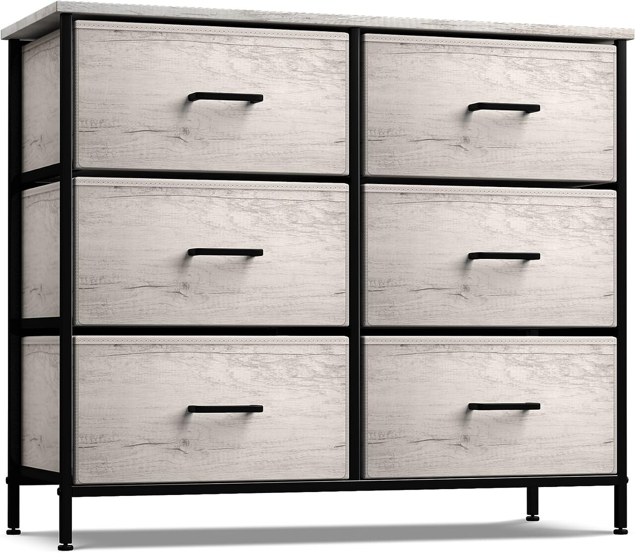 Sorbus 6 Drawers Dresser- Storage Unit with Steel Frame, Wood Top, Fabric Bins - for Bedroom, Closet, Office and more